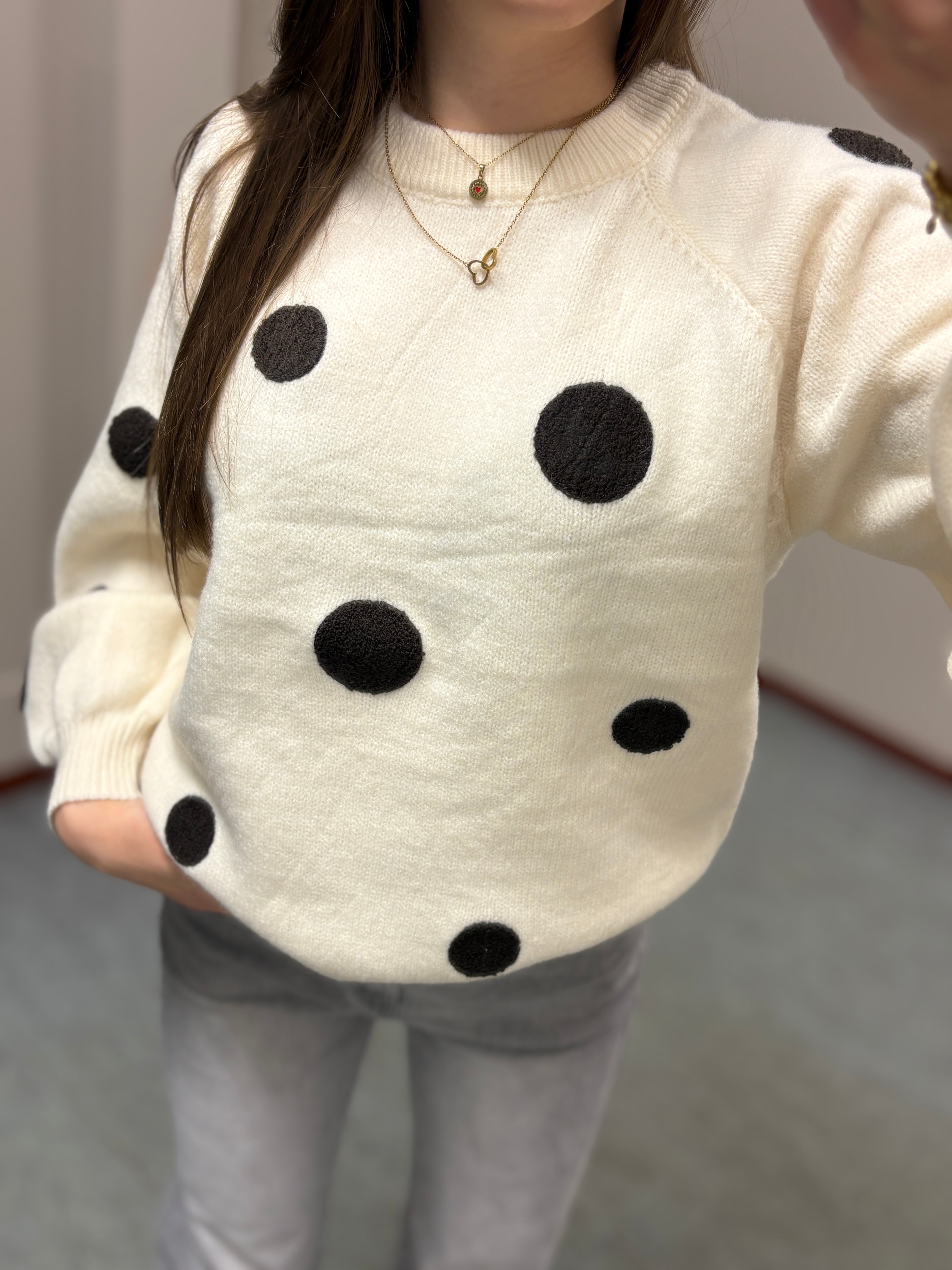 Polkadots trui - beige