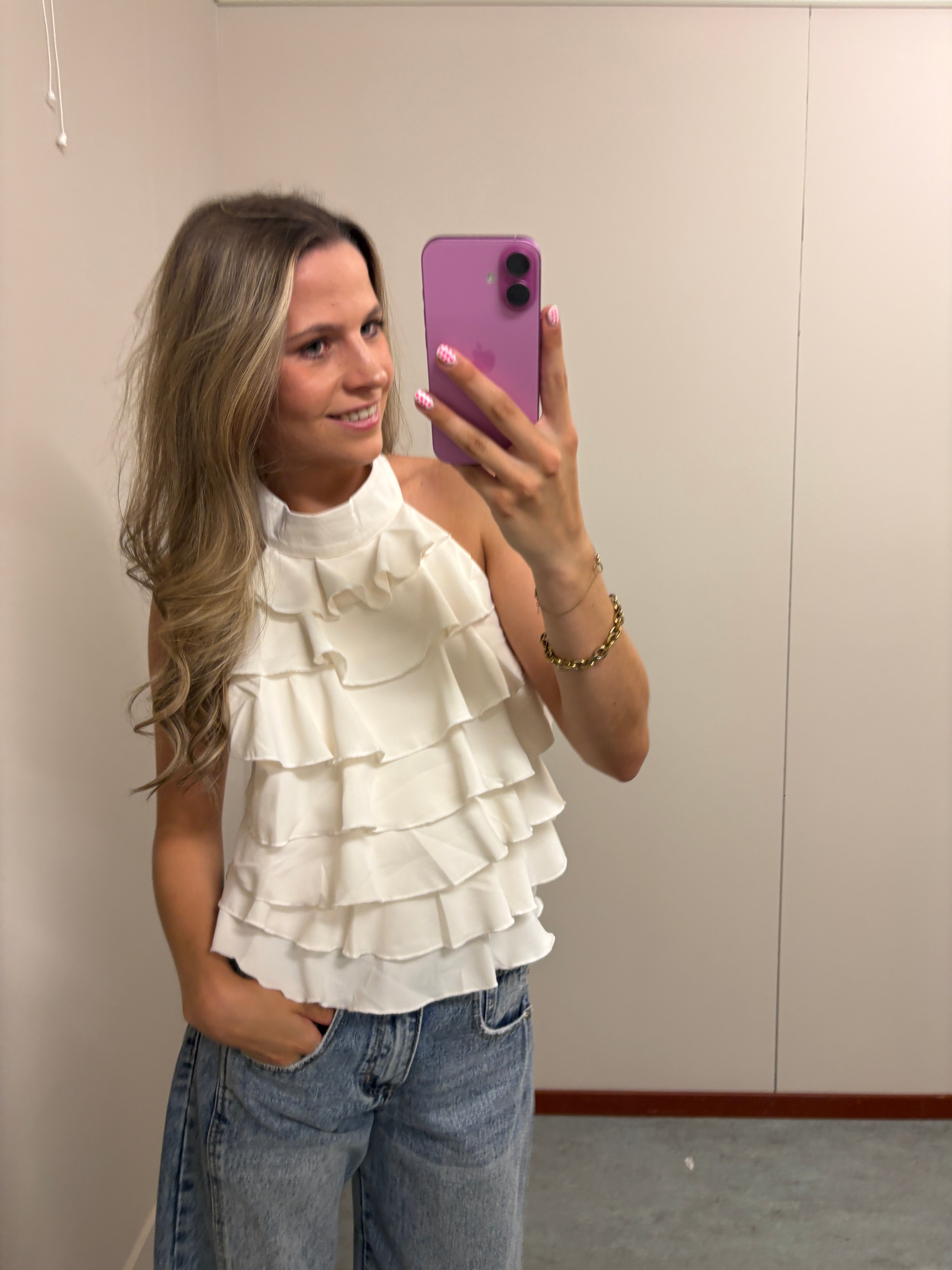 Ruffle top - Wit