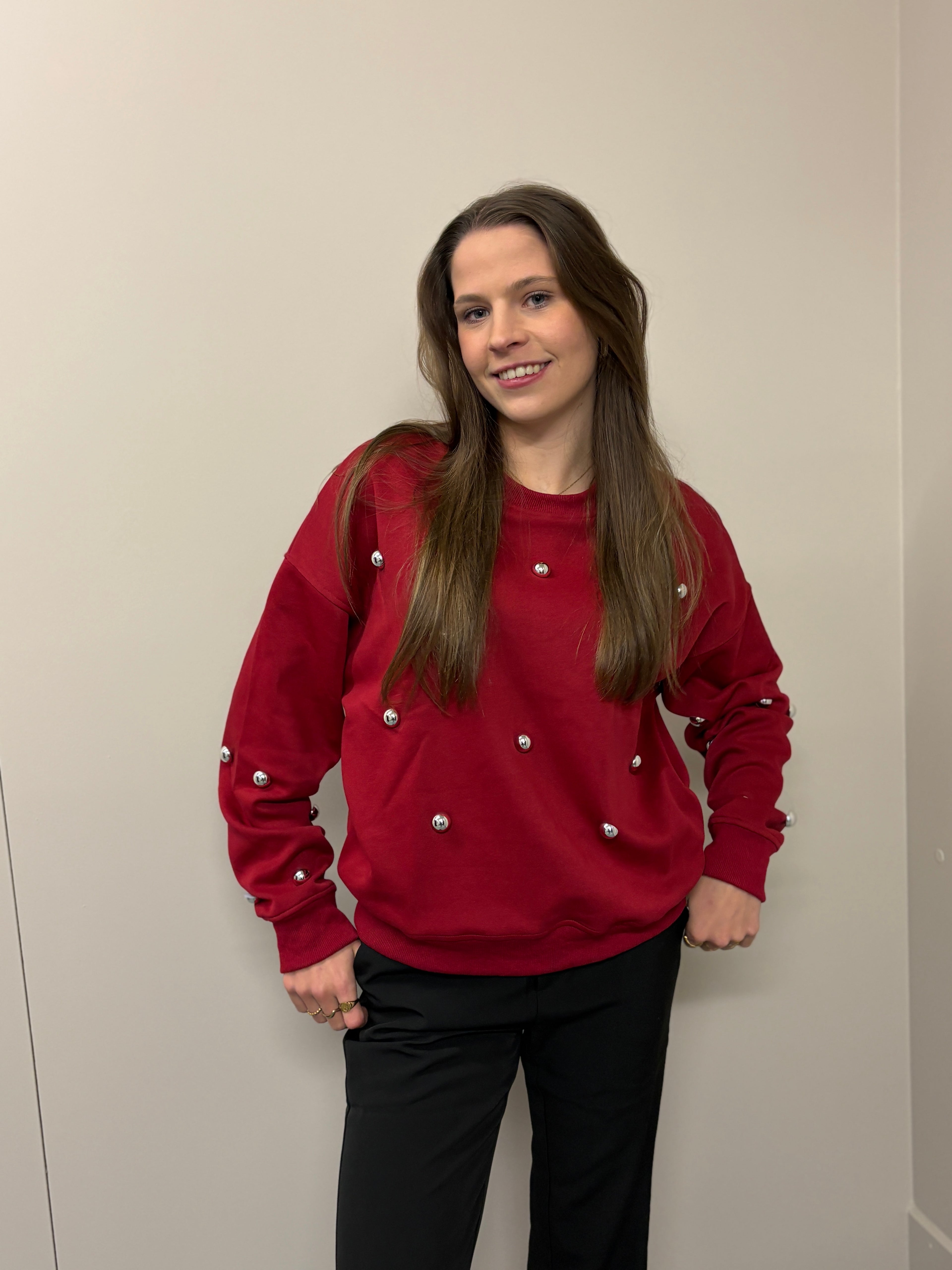 The Studded sweater - Rood