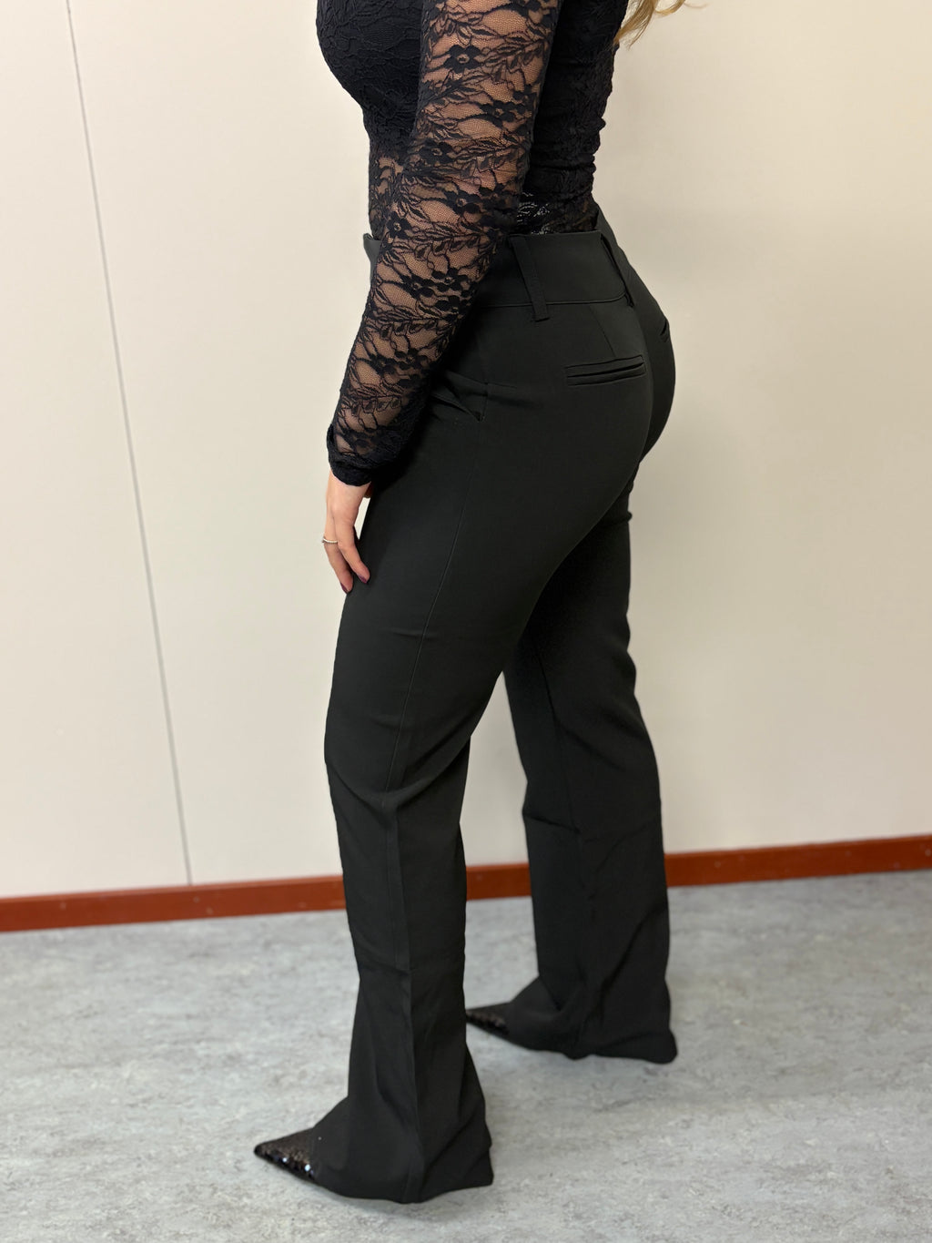 Mid waist Pantalon - Zwart