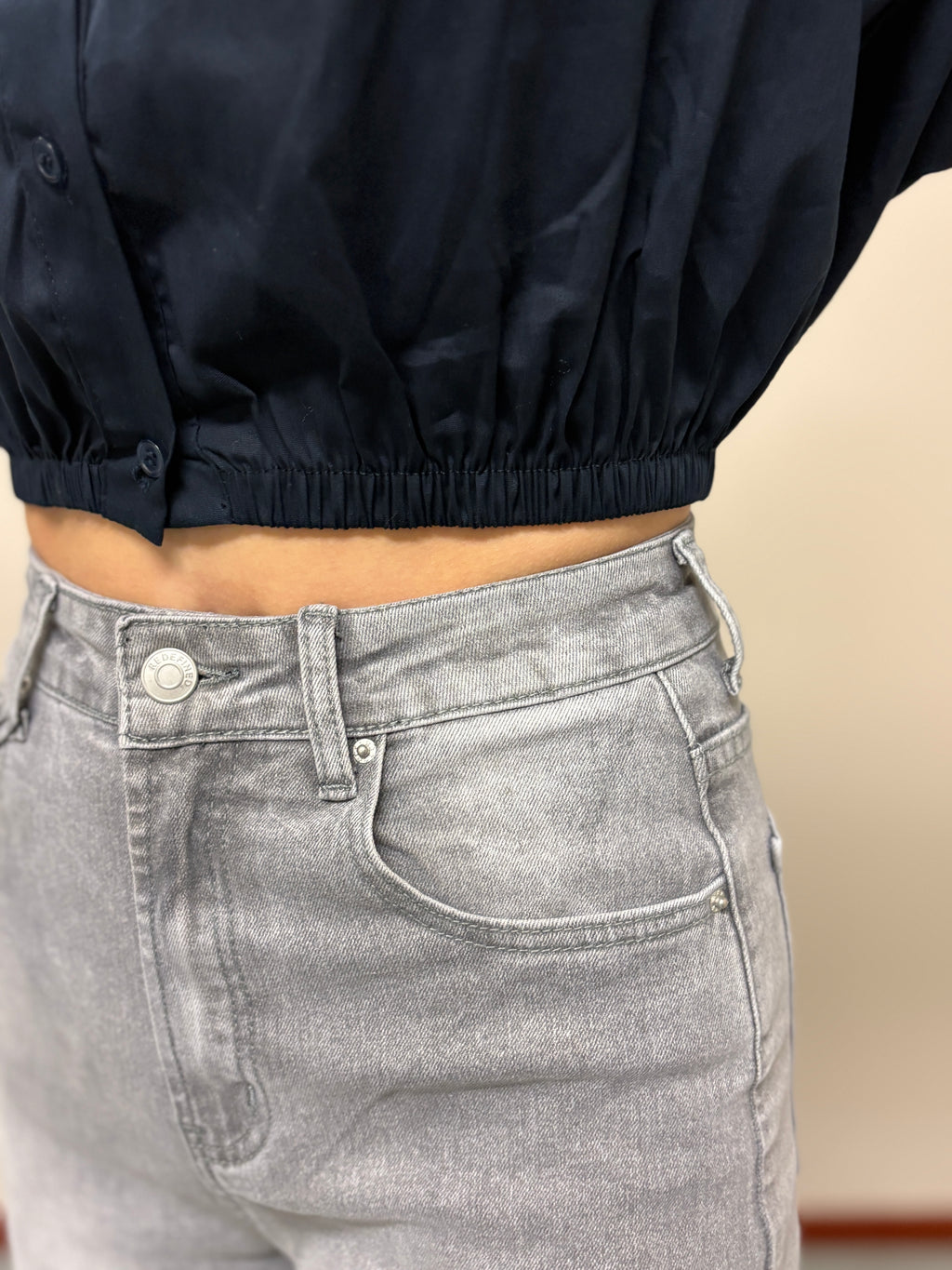 Blouse met pofmouwen - Navy