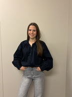 Blouse met pofmouwen - Navy