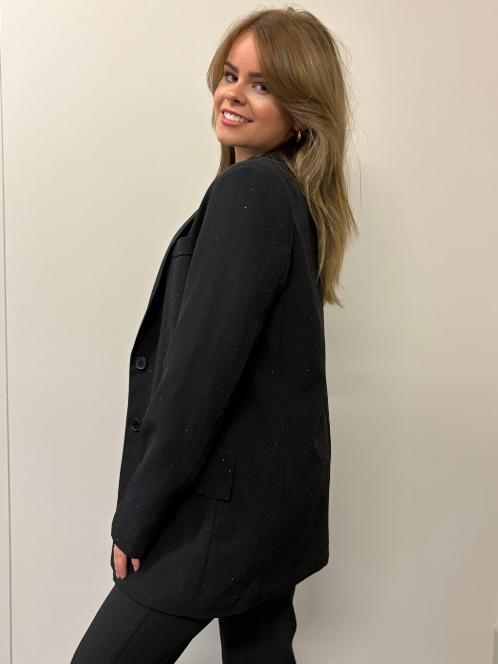 Glitter blazer - Zwart