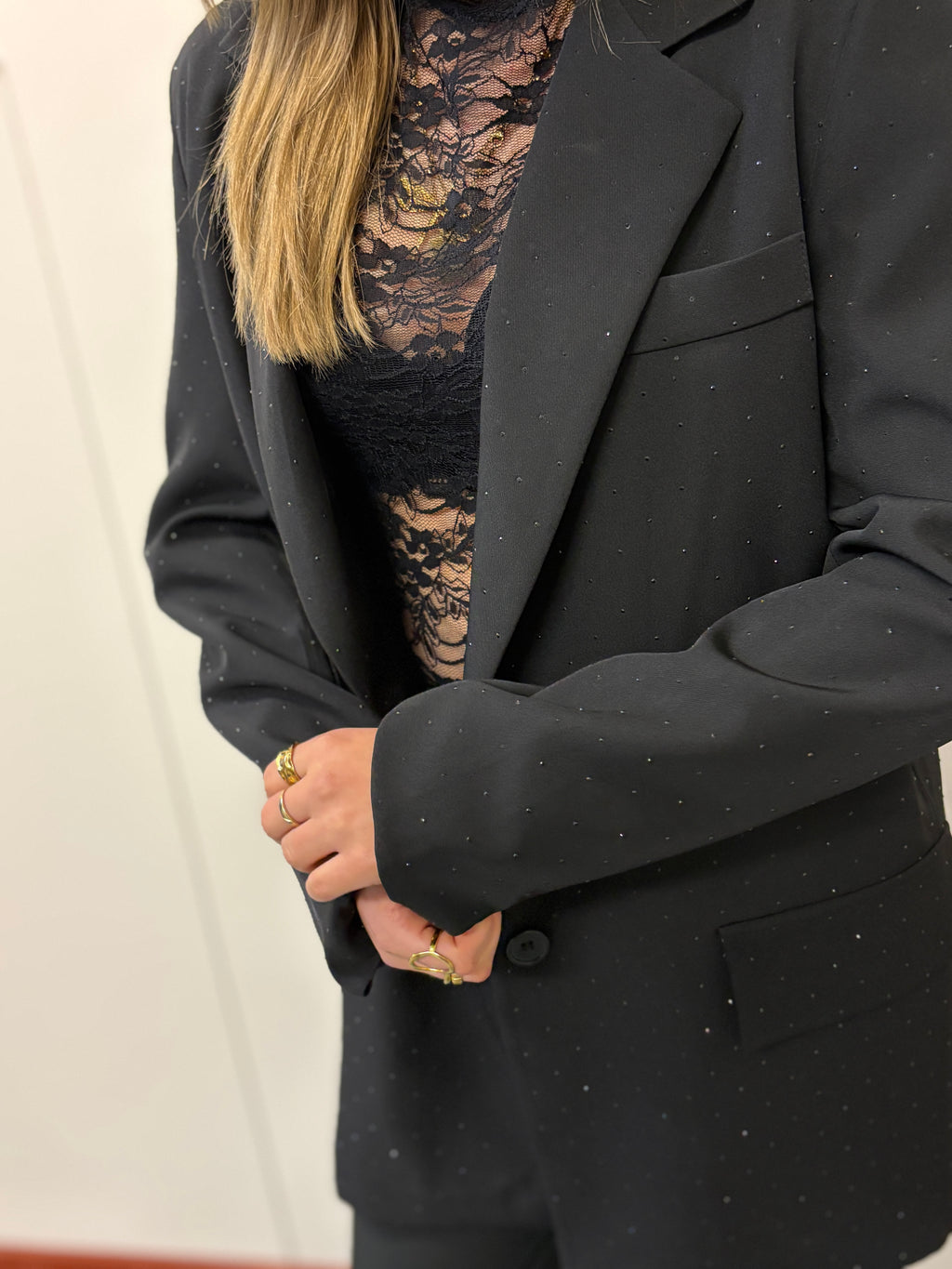 Glitter blazer - Zwart