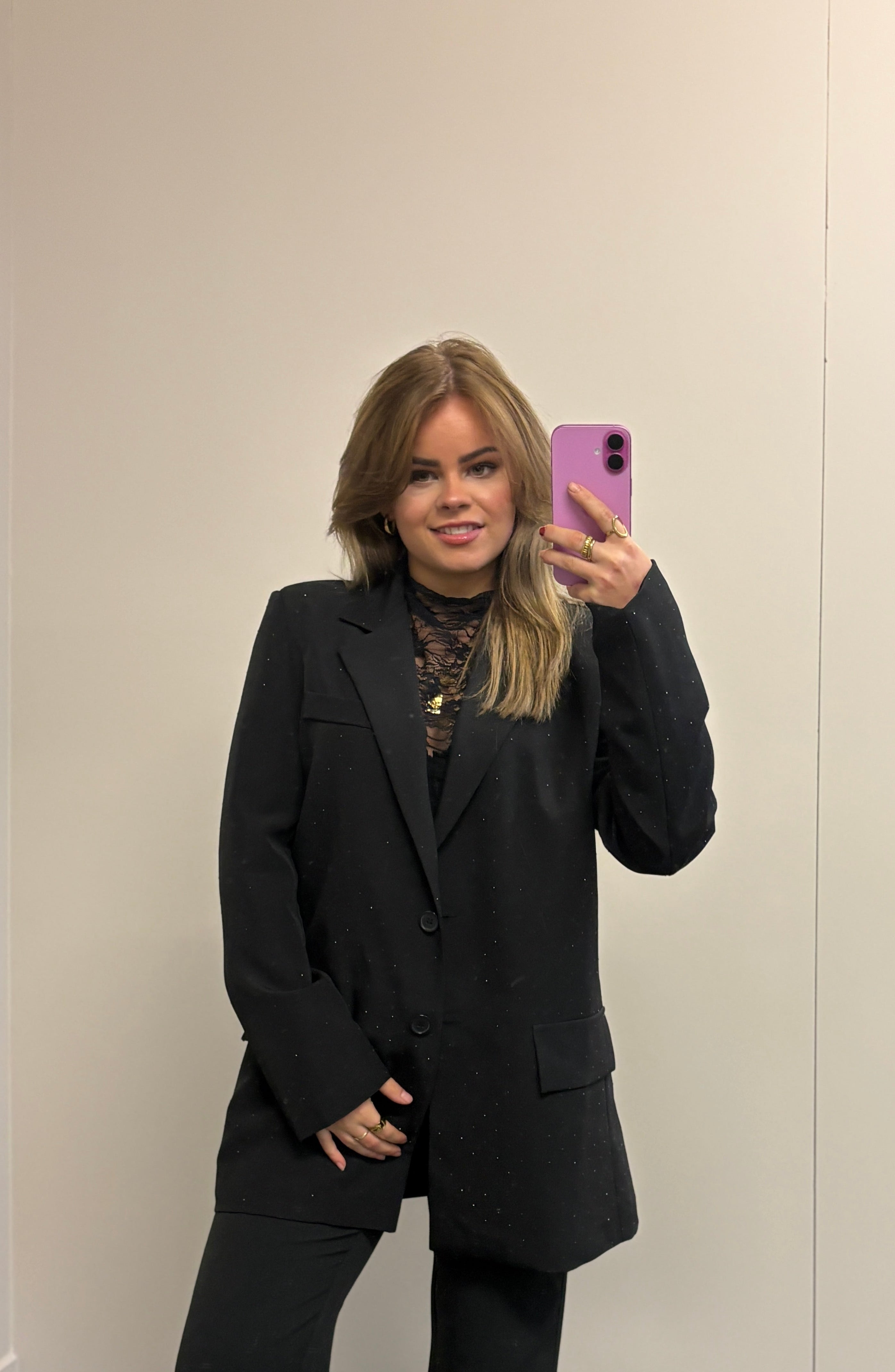 Glitter blazer - Zwart