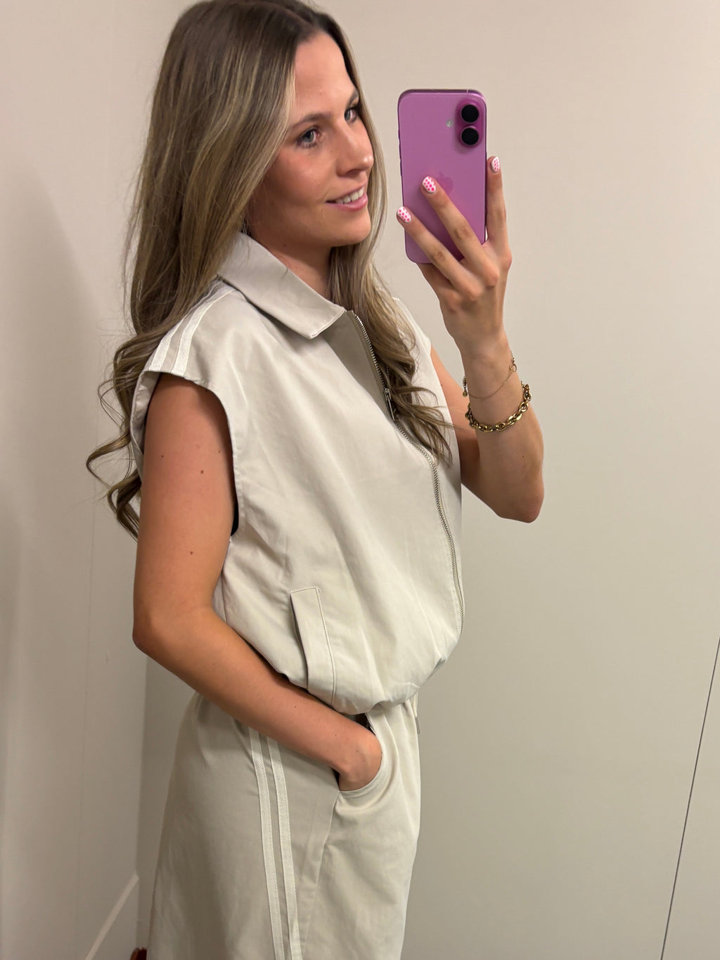 Top met rits - Beige