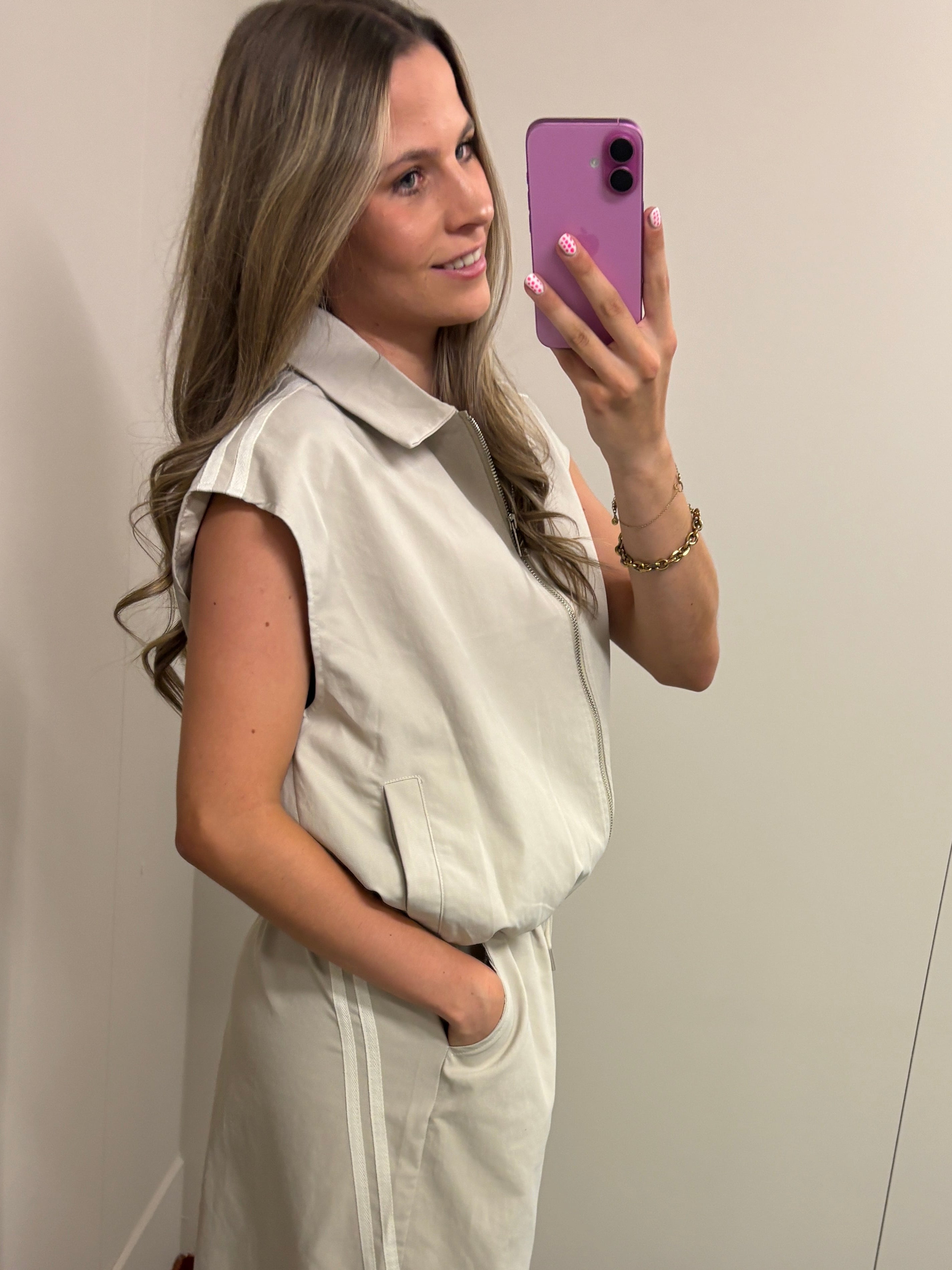 Top met rits - Beige