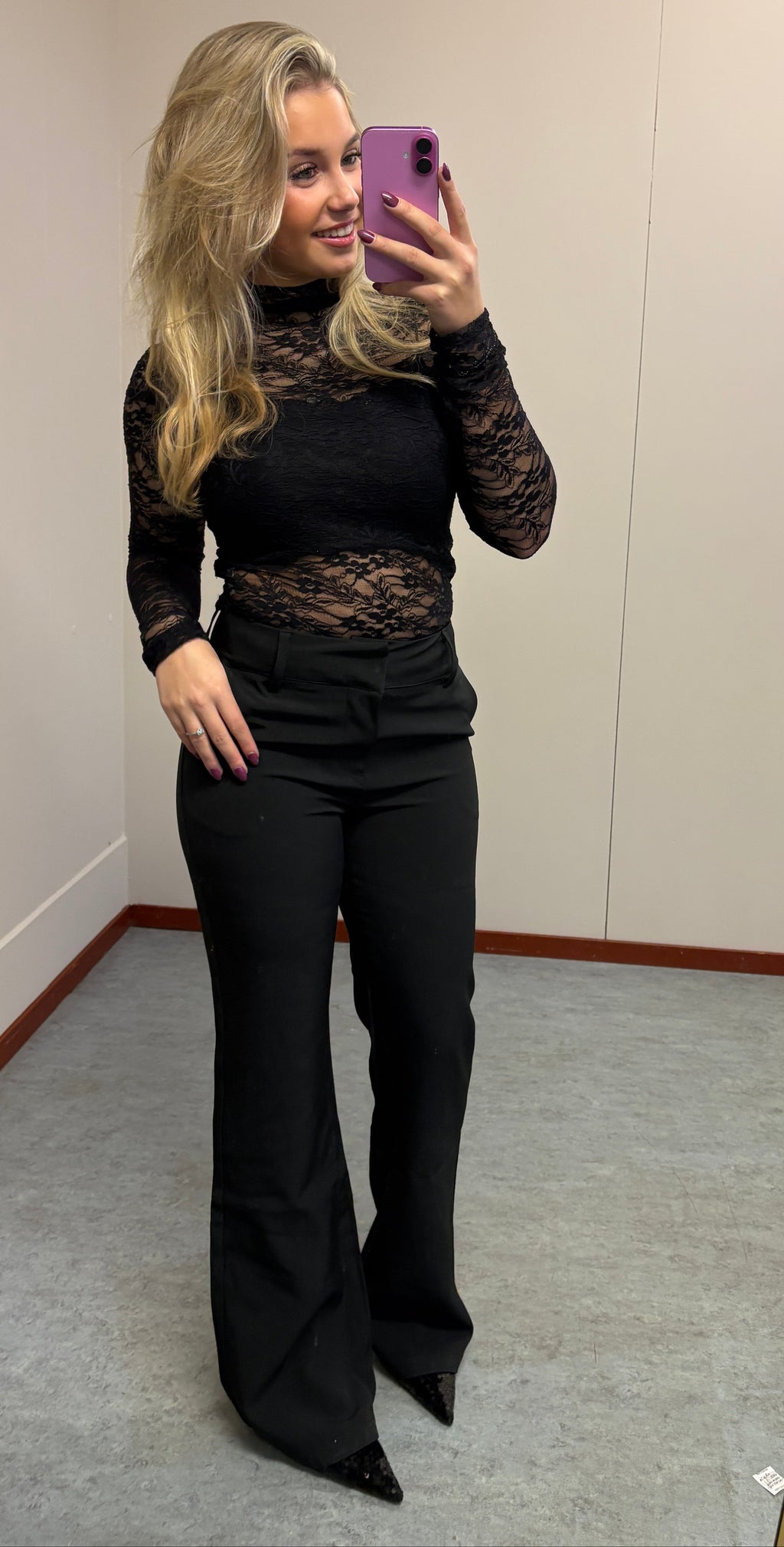 Mid waist Pantalon - Zwart