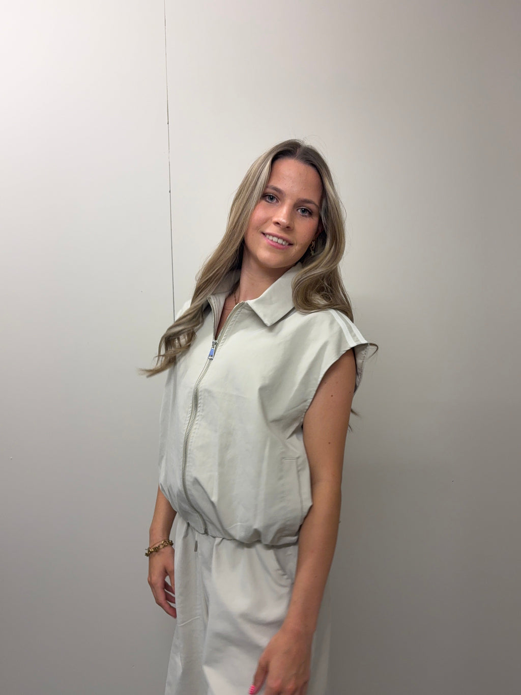 Top met rits - Beige
